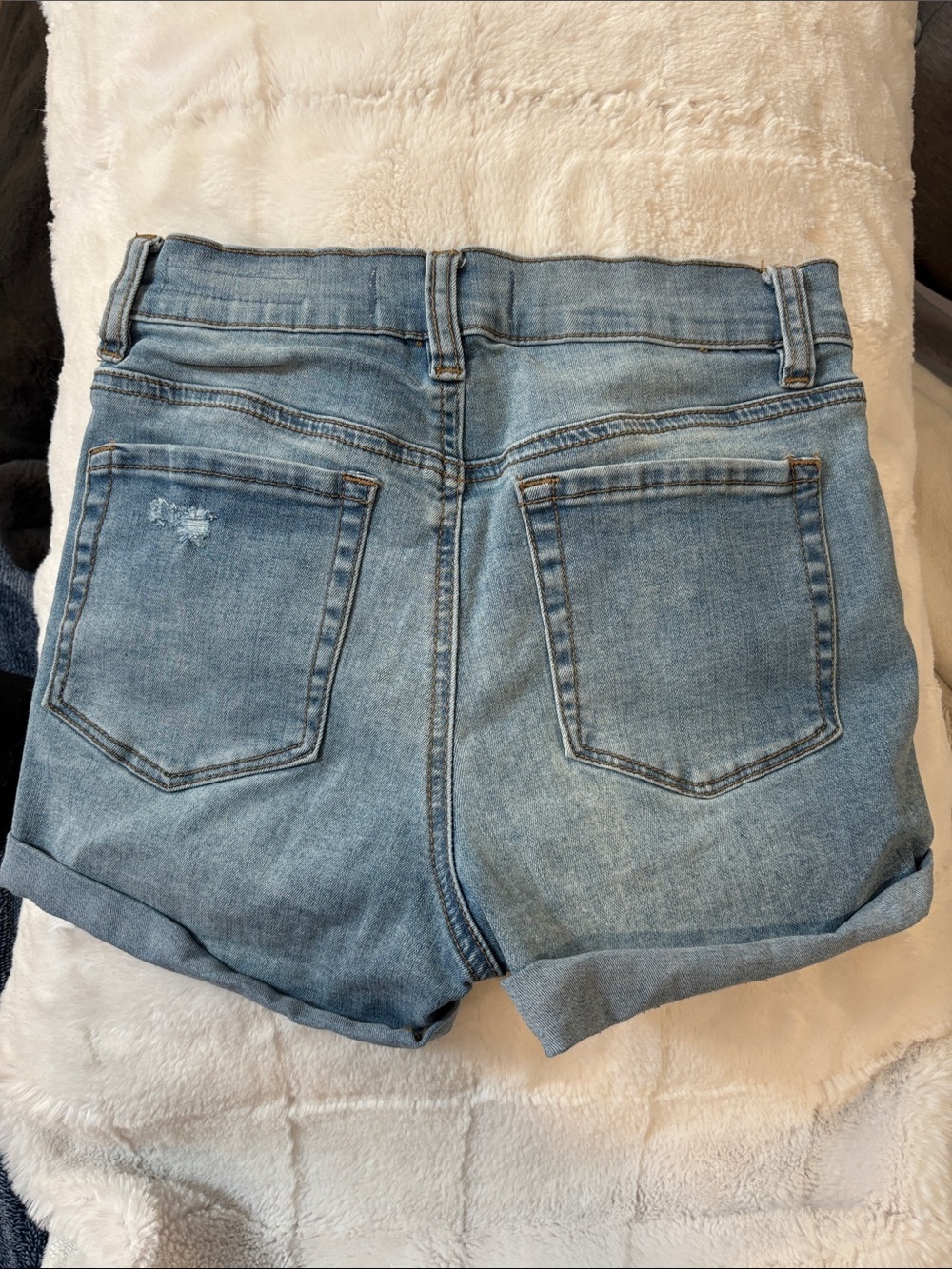 PacSun Light Blue Ripped Cuffed Denim Shorts - Picture 2 of 5